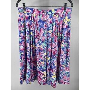 Napa Valley Vintage Artsy Floral Midi Skirt Size 10 Button Front Multicolor